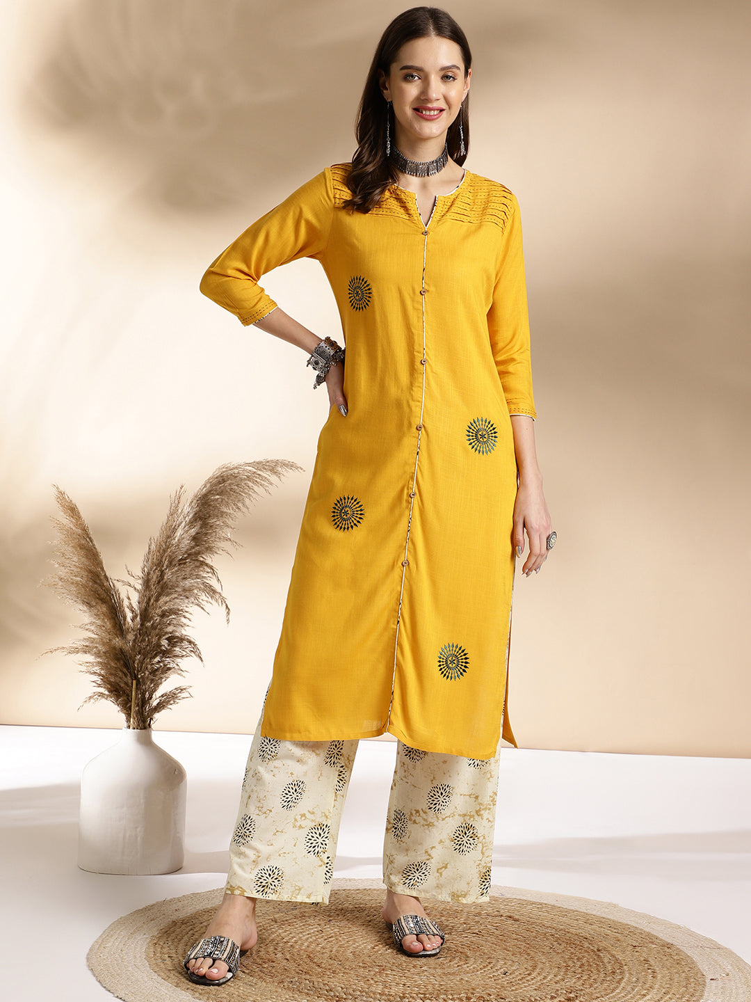 Mustard Yellow Kurta & Palazzo Set