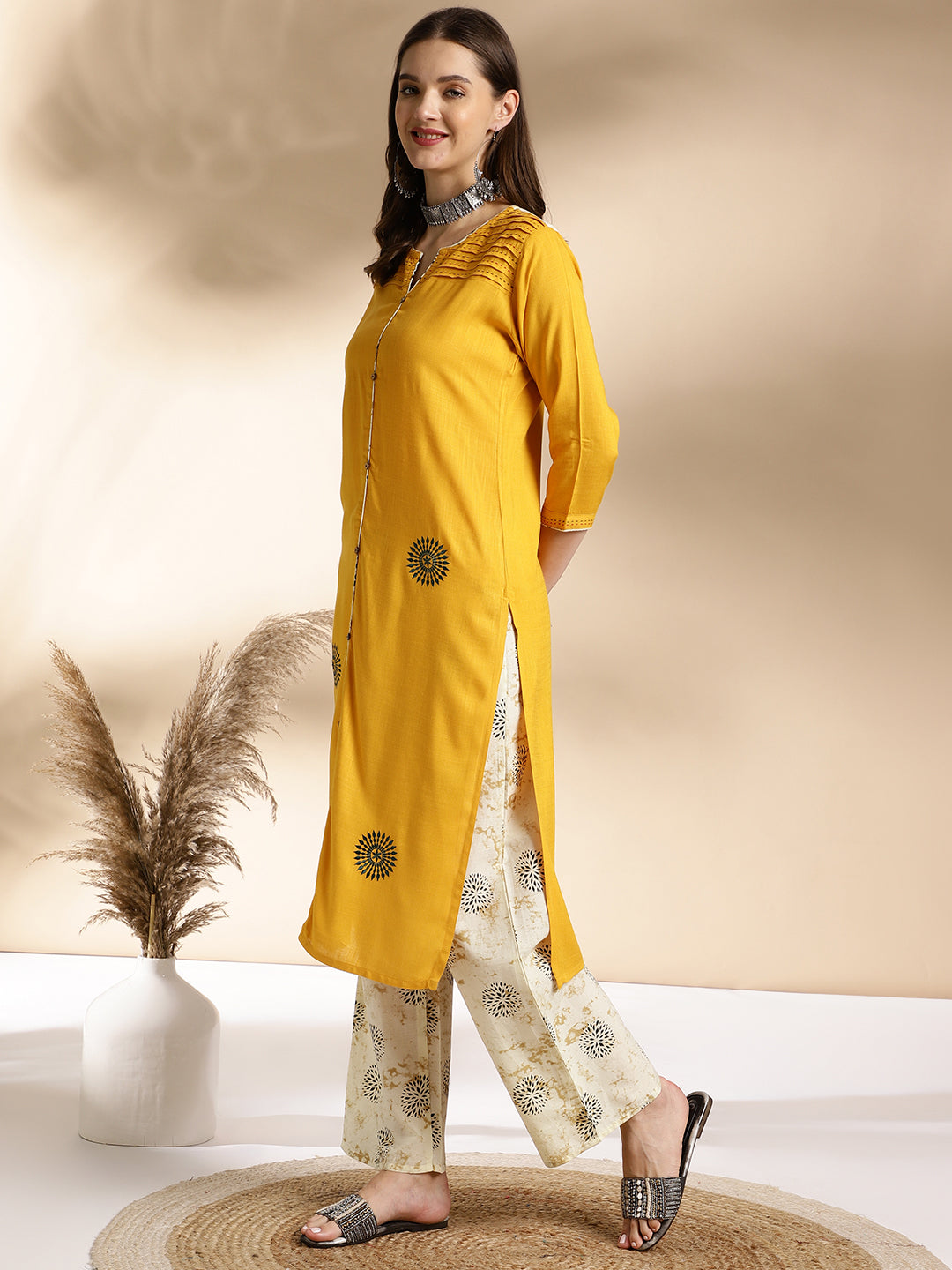 Mustard Yellow Kurta & Palazzo Set