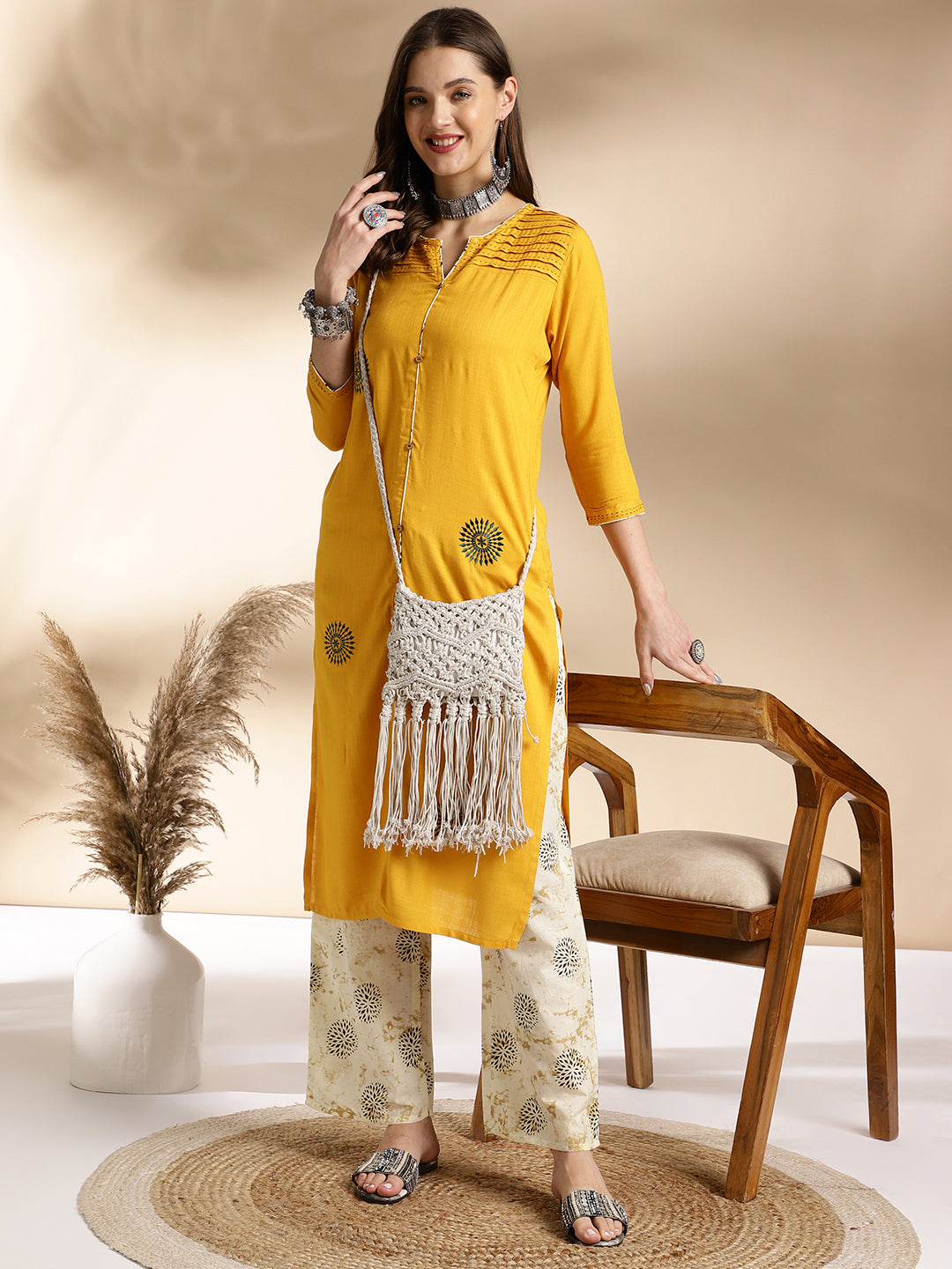 Mustard Yellow Kurta & Palazzo Set