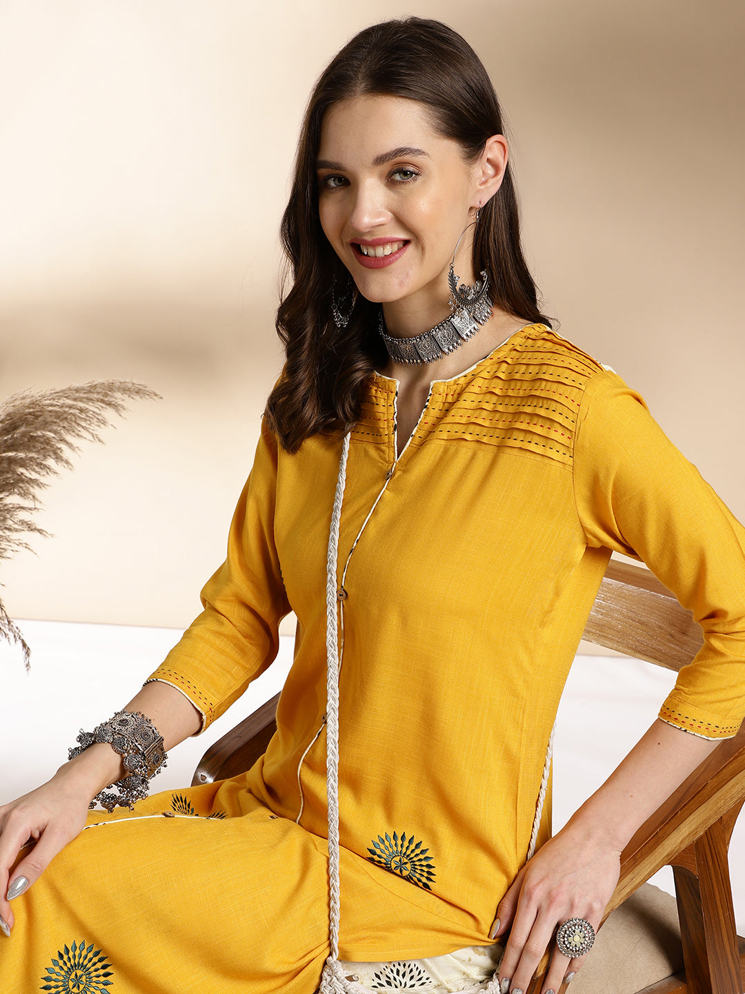 Mustard Yellow Kurta & Palazzo Set