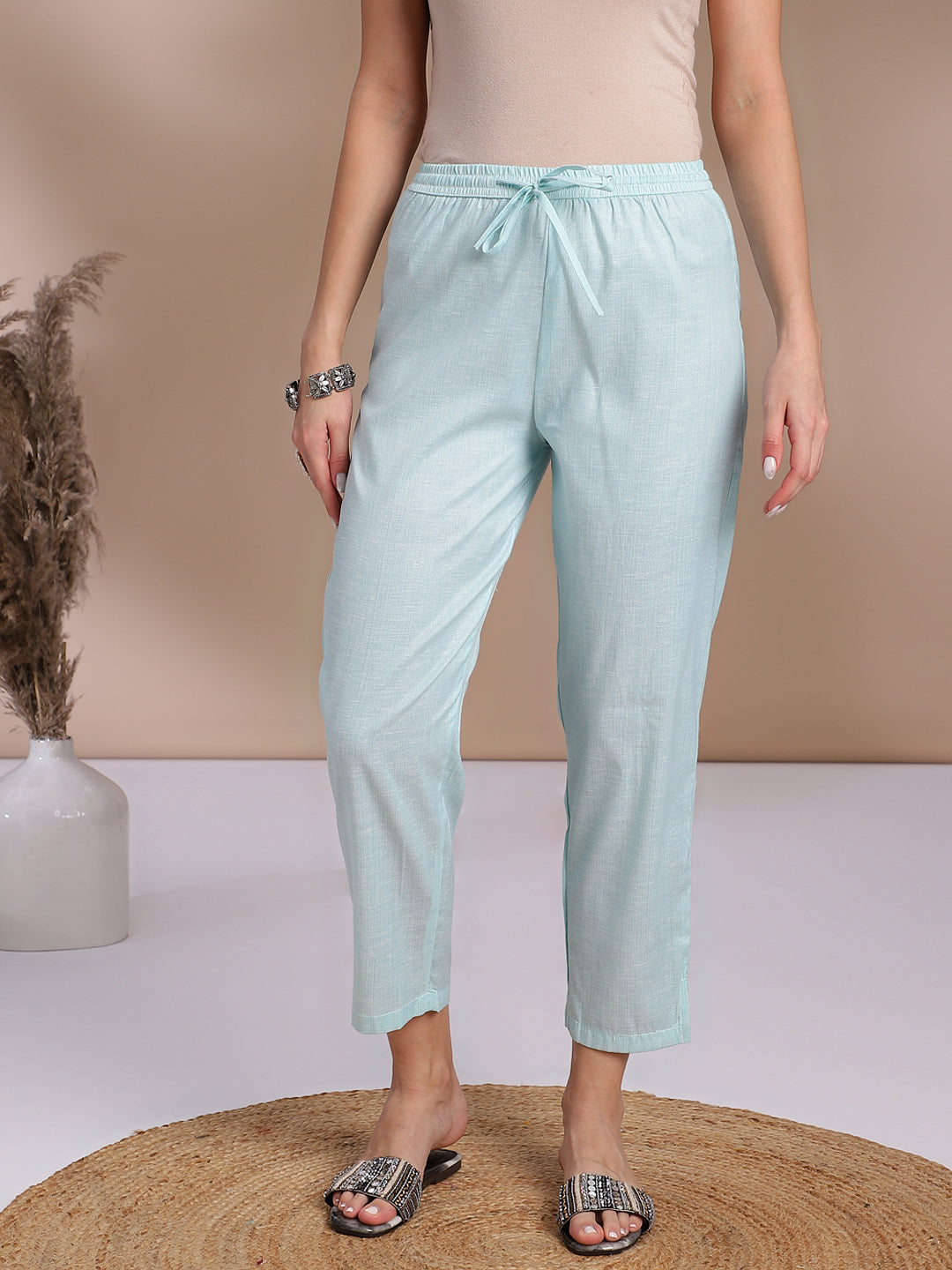 Elegant Light Aqua Embroidered Cotton Kurta Set with Dupatta