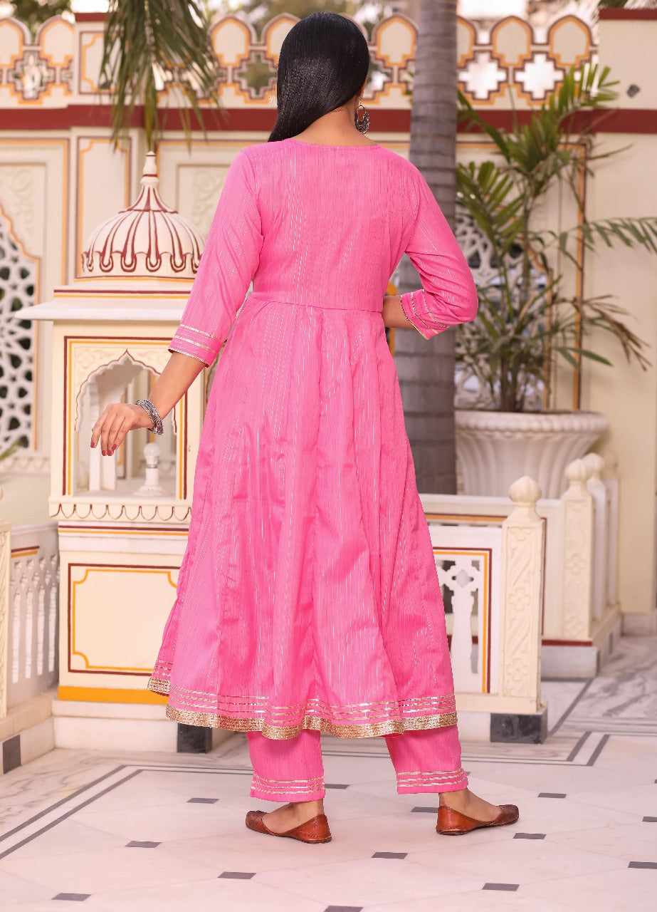 Festive Pink Embroidered Anarkali Set