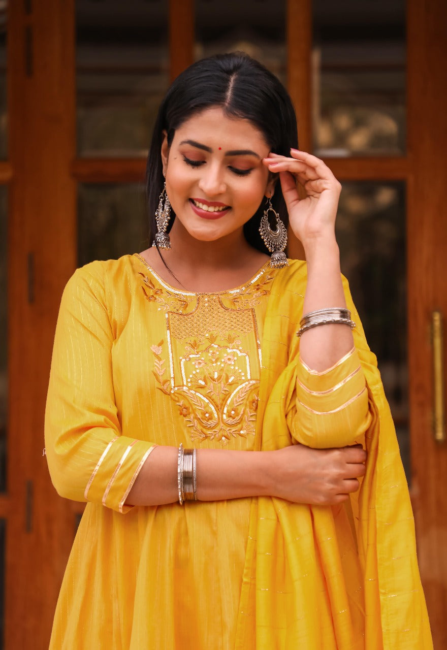 Radiant Yellow Embroidered Anarkali Set