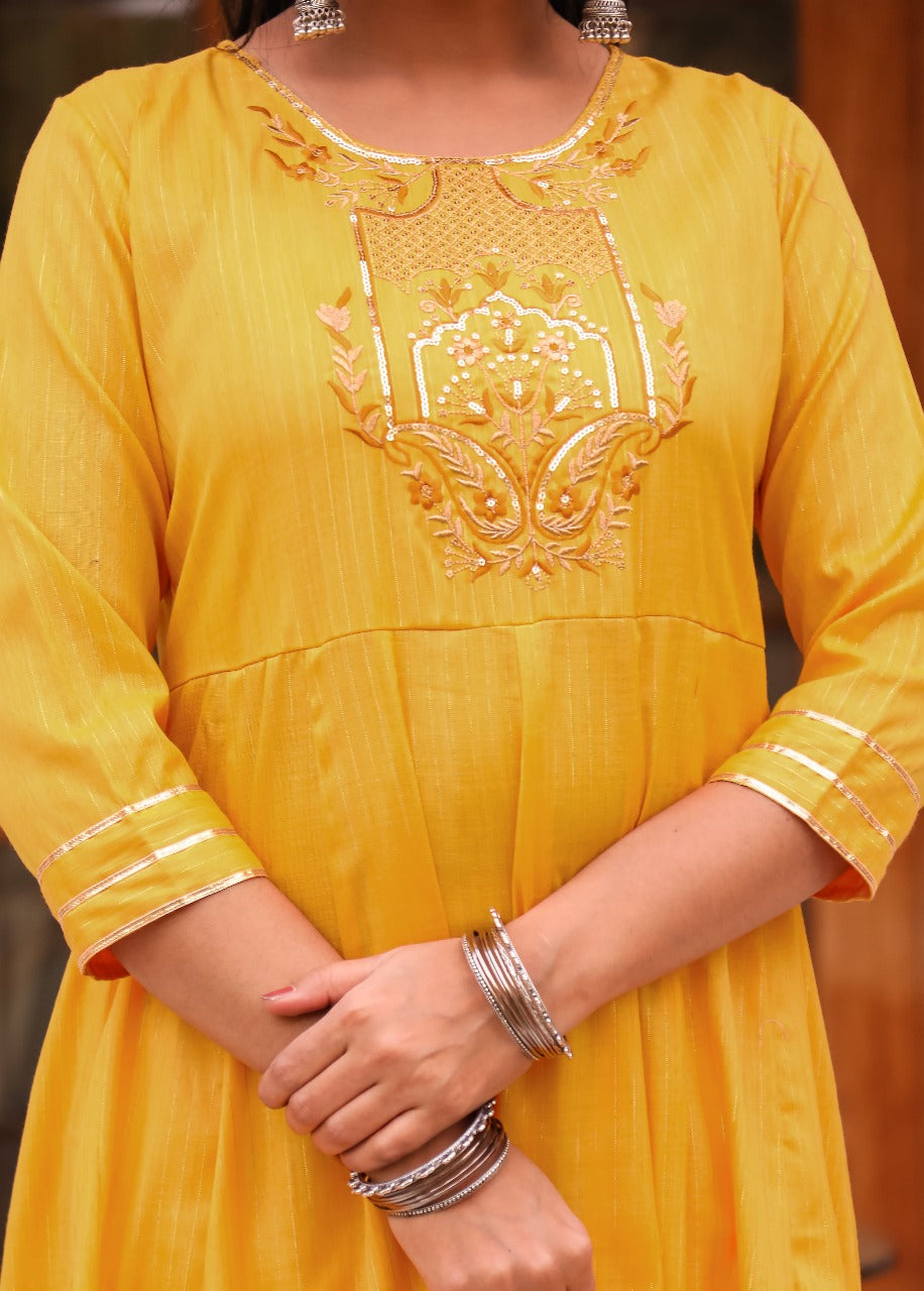 Radiant Yellow Embroidered Anarkali Set