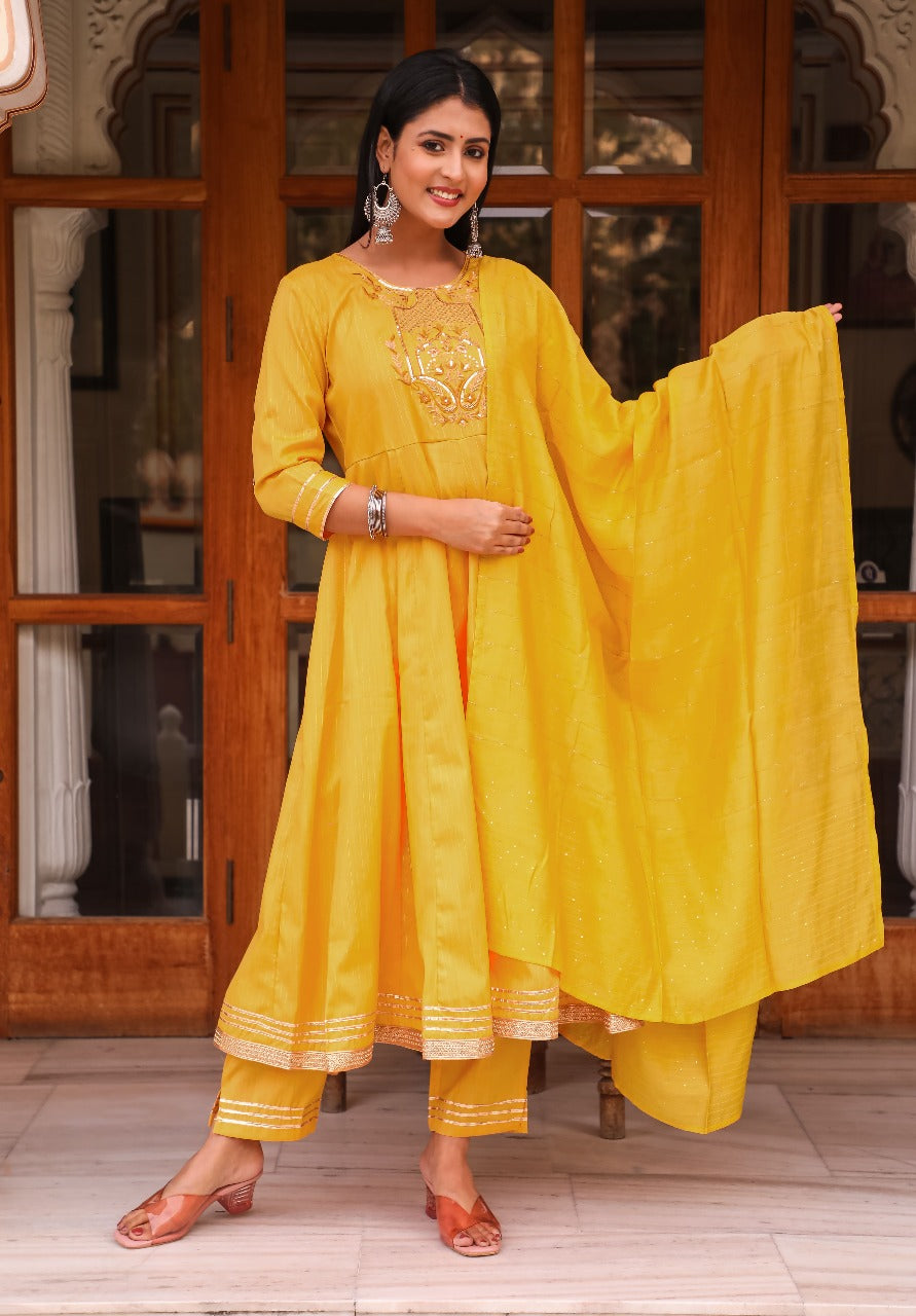 Radiant Yellow Embroidered Anarkali Set