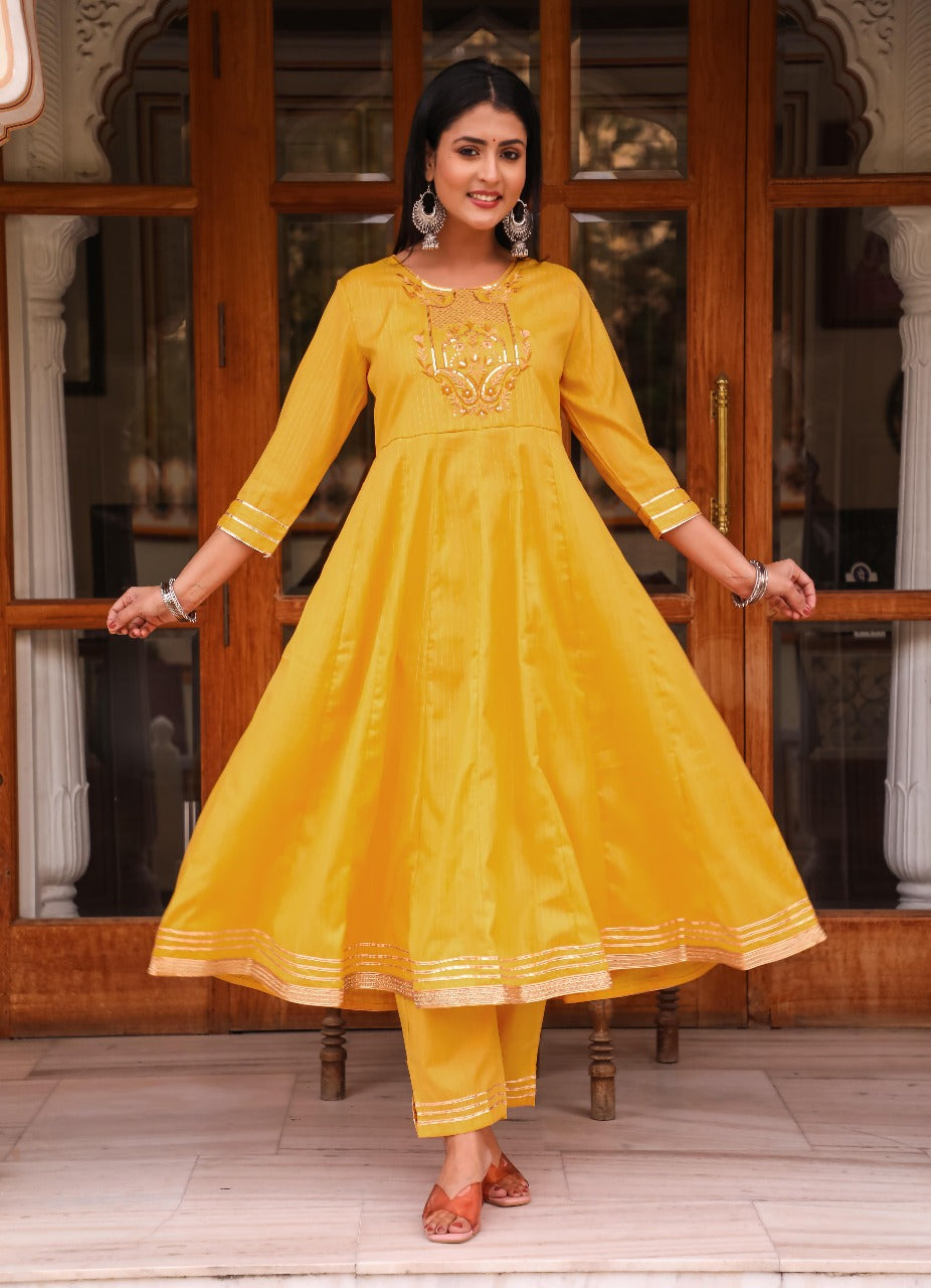 Radiant Yellow Embroidered Anarkali Set