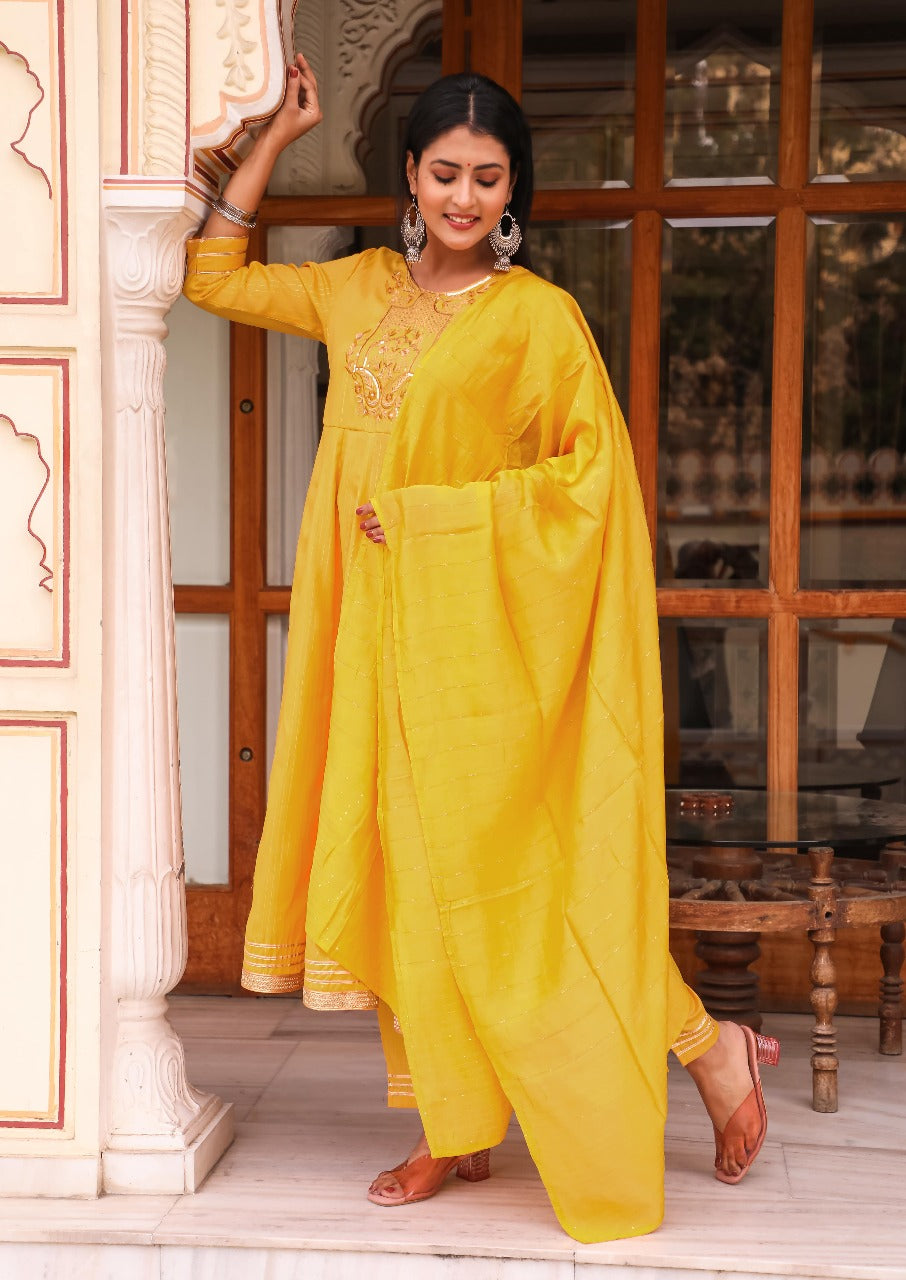 Radiant Yellow Embroidered Anarkali Set