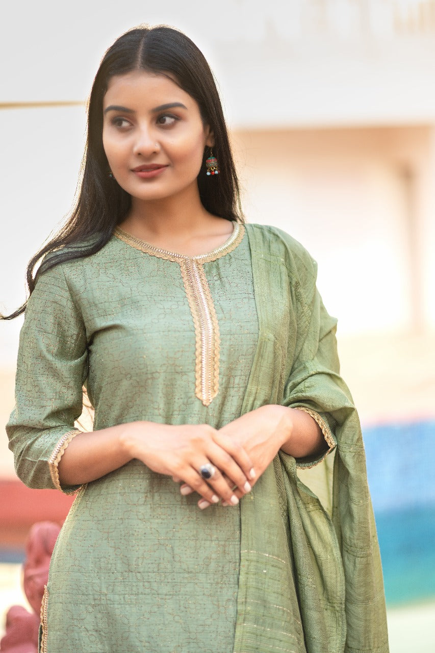 Pastel Green Kurta Sharara Set with Dupatta