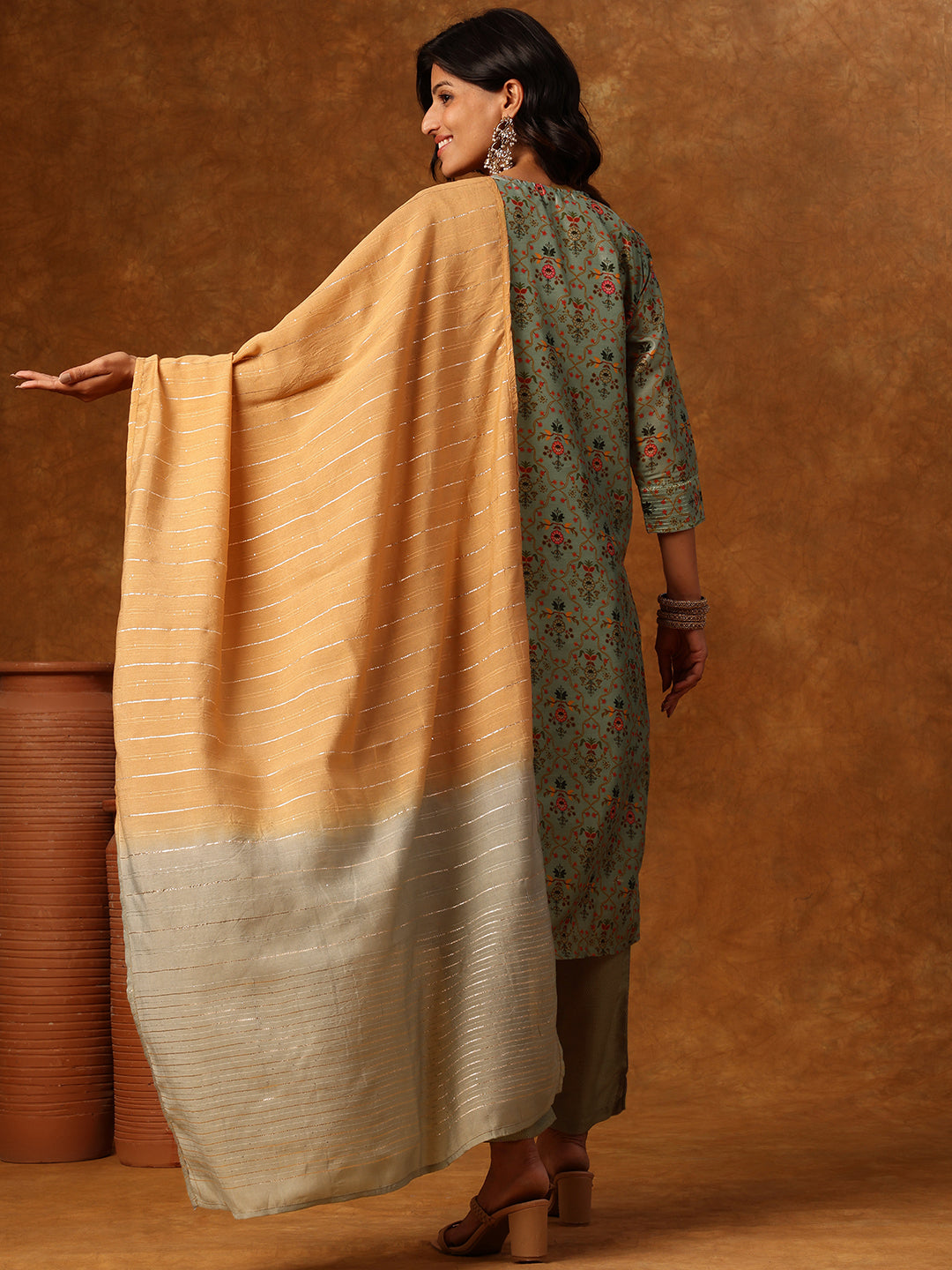 Floral Grace Meets Festive Glamour - Straight Kurta Set with Pant & Dupatta
