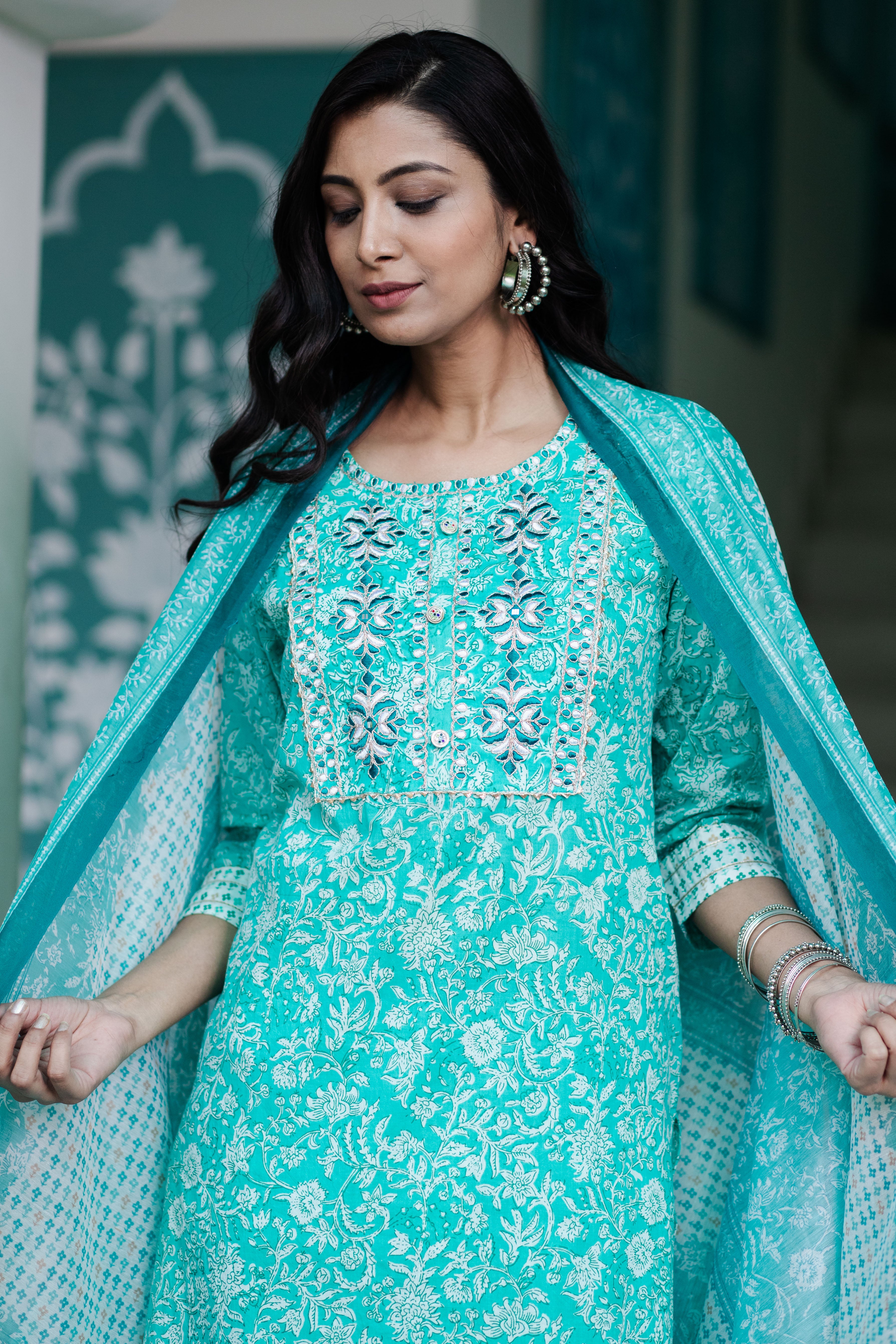 Fresh Florals in Soothing Aqua