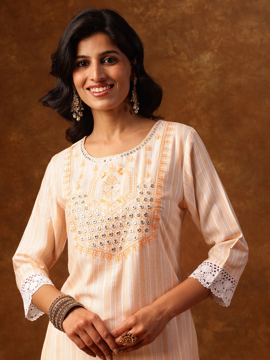 Peach Perfect - Straight Kurta with Pant & Dupatta