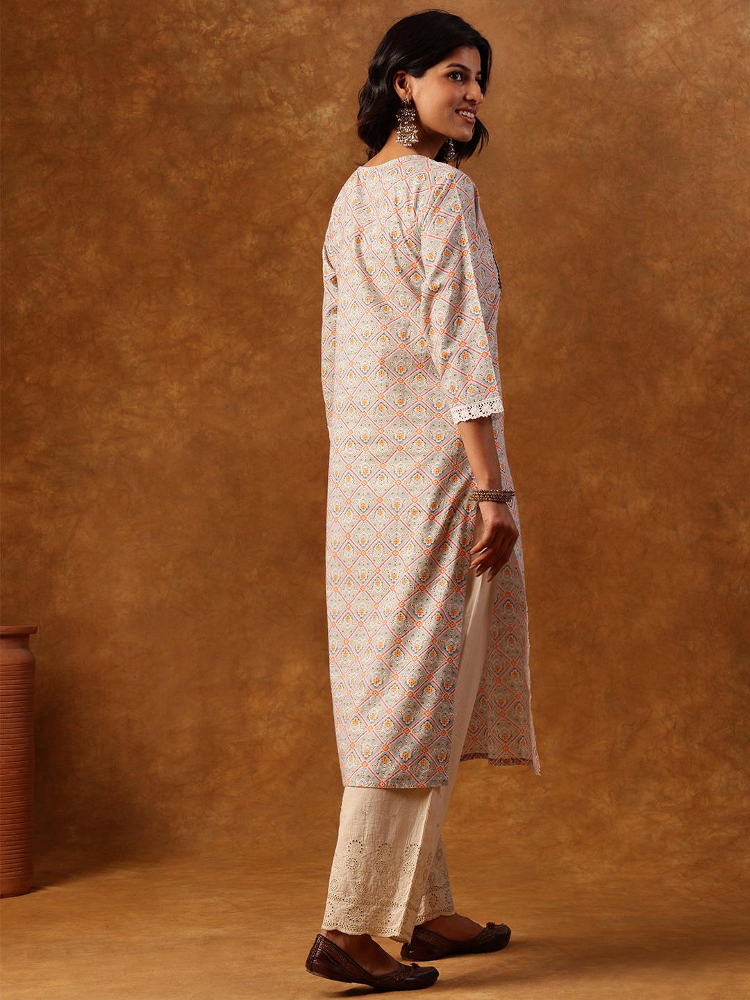 Grey Elegant Printed Kurta