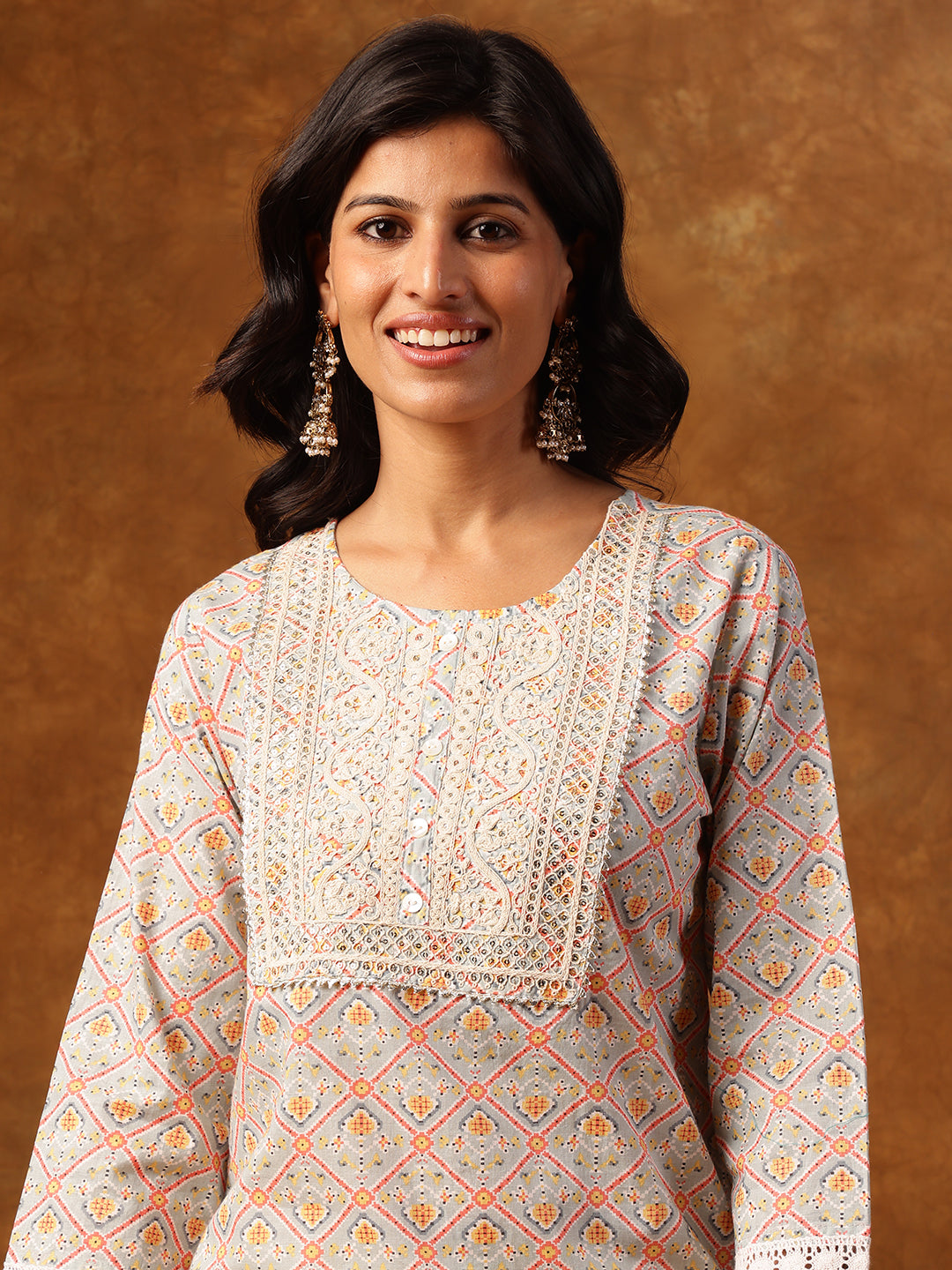 Grey Elegant Printed Kurta