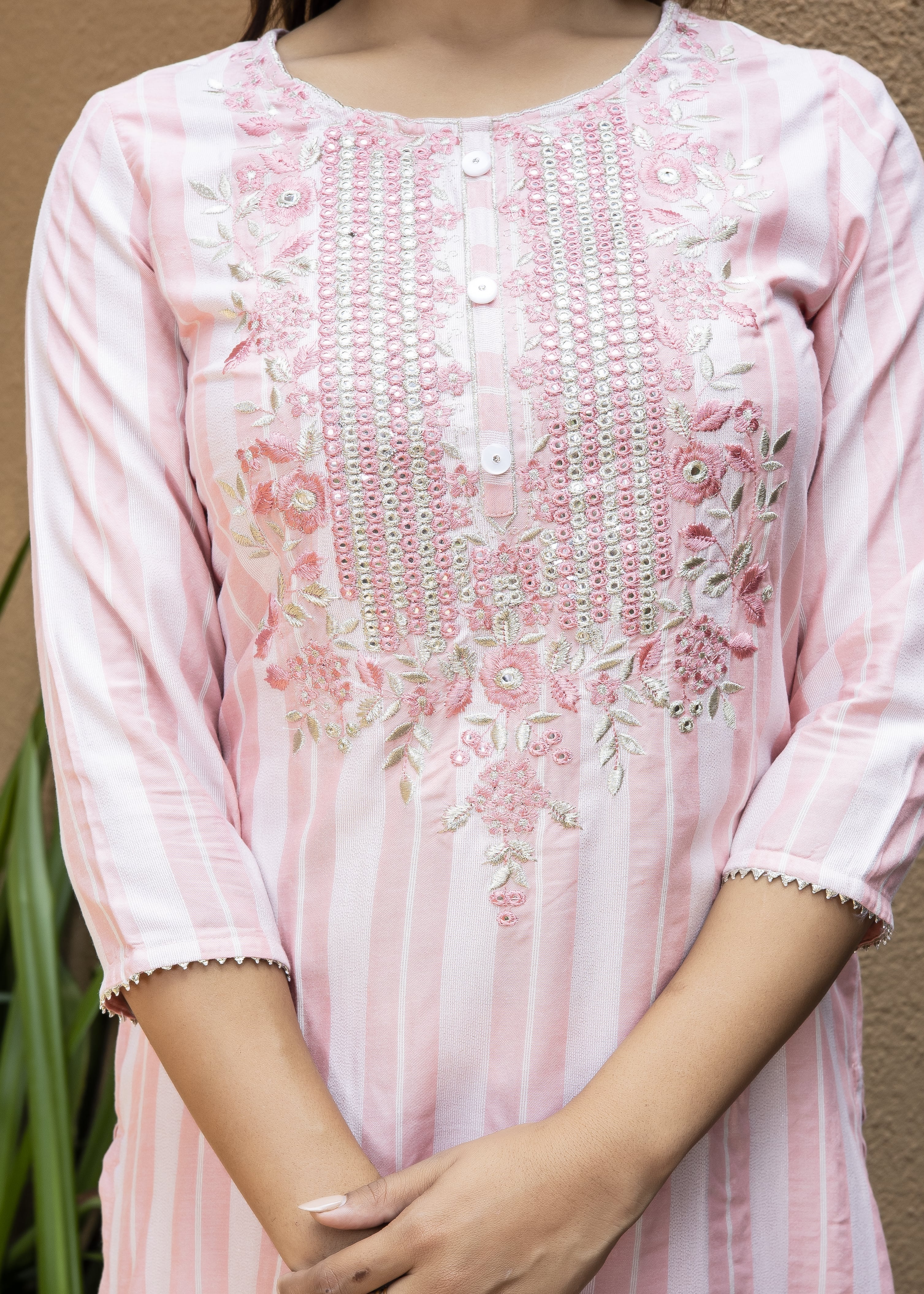 Elegant Pastel Pink Embroidered Kurta Set With Dupatta