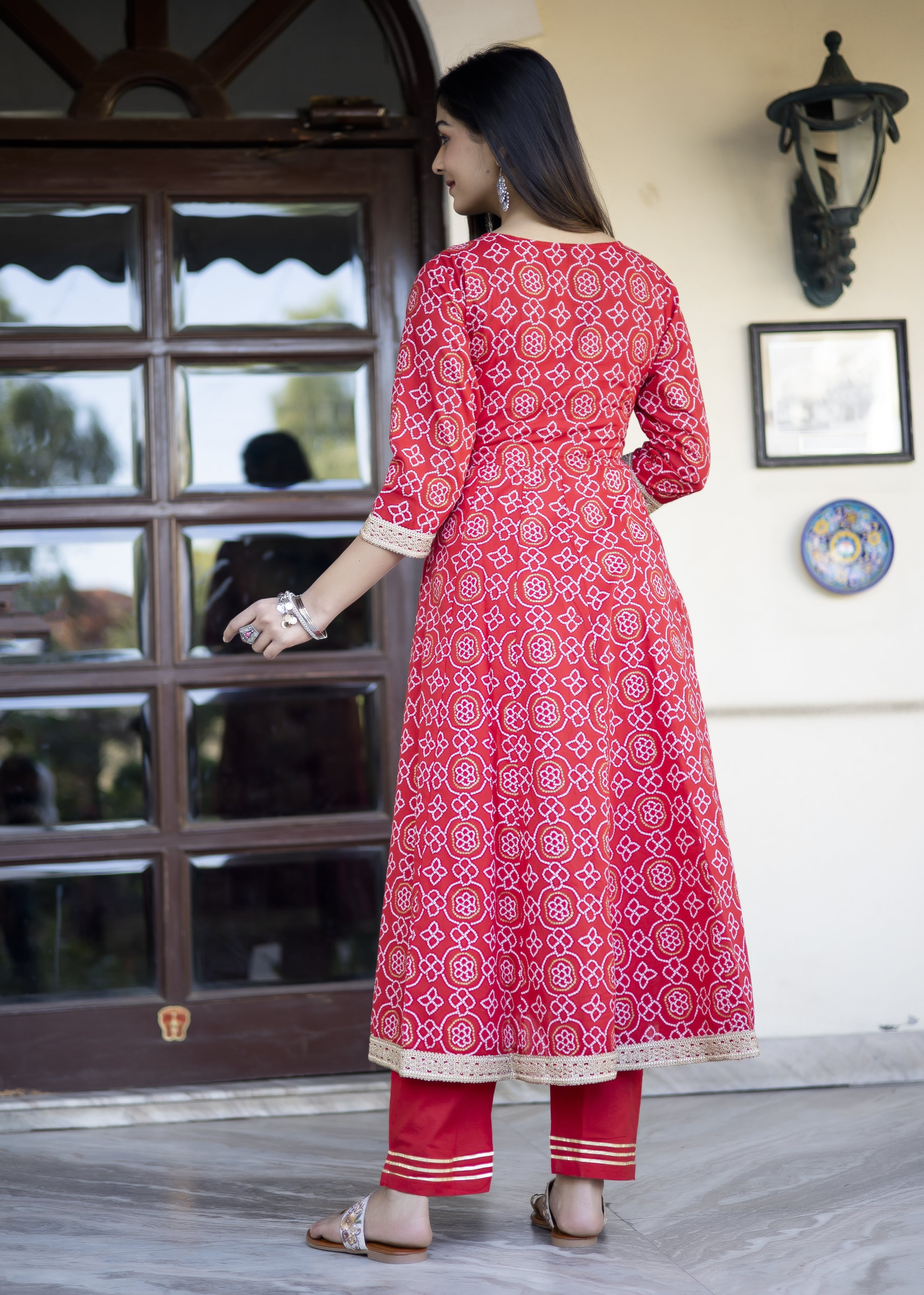 Radiant Red Anarkali Kurta Set with Dupatta