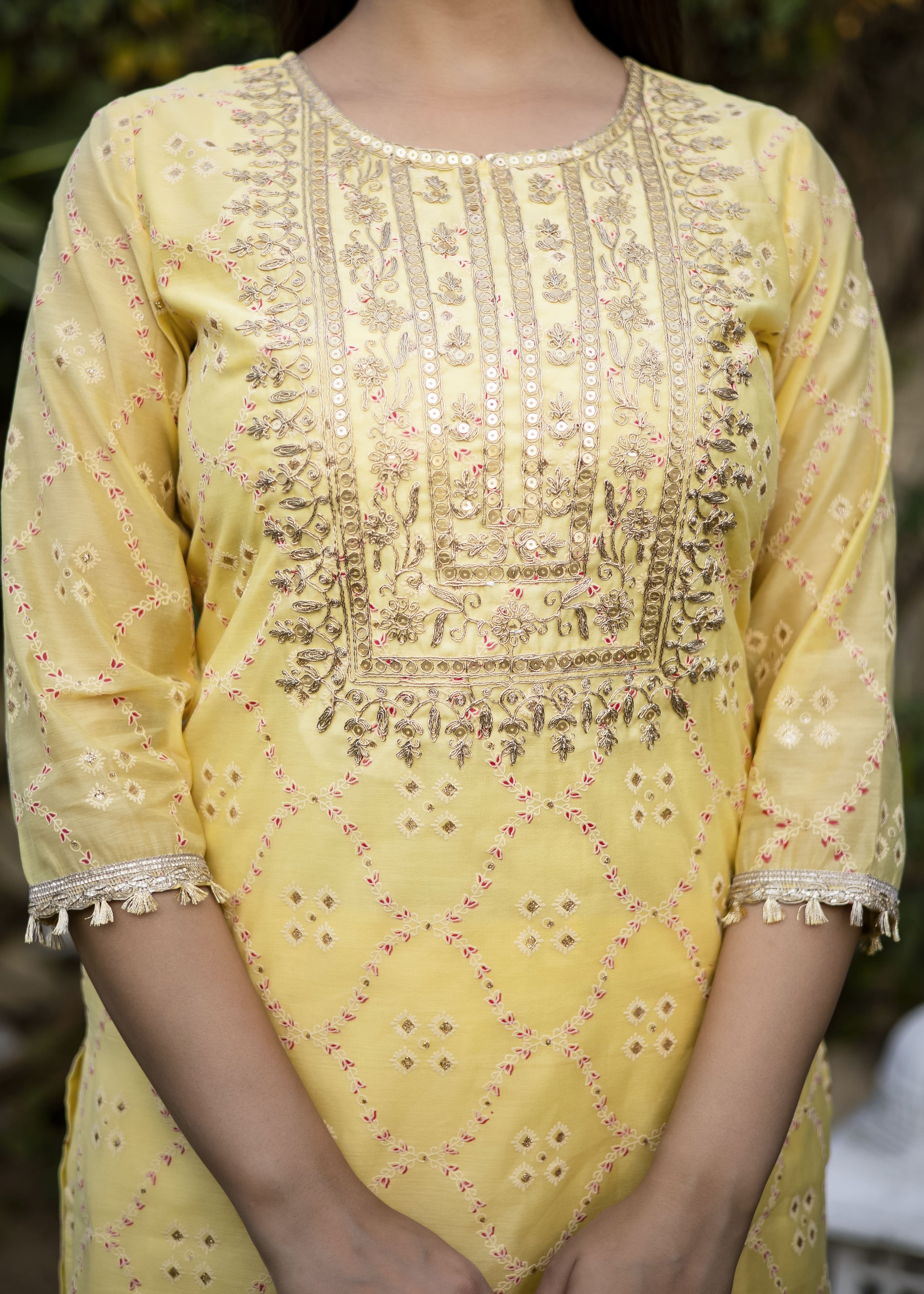 Pastel Yellow Embroidered Kurta Set with Dupatta