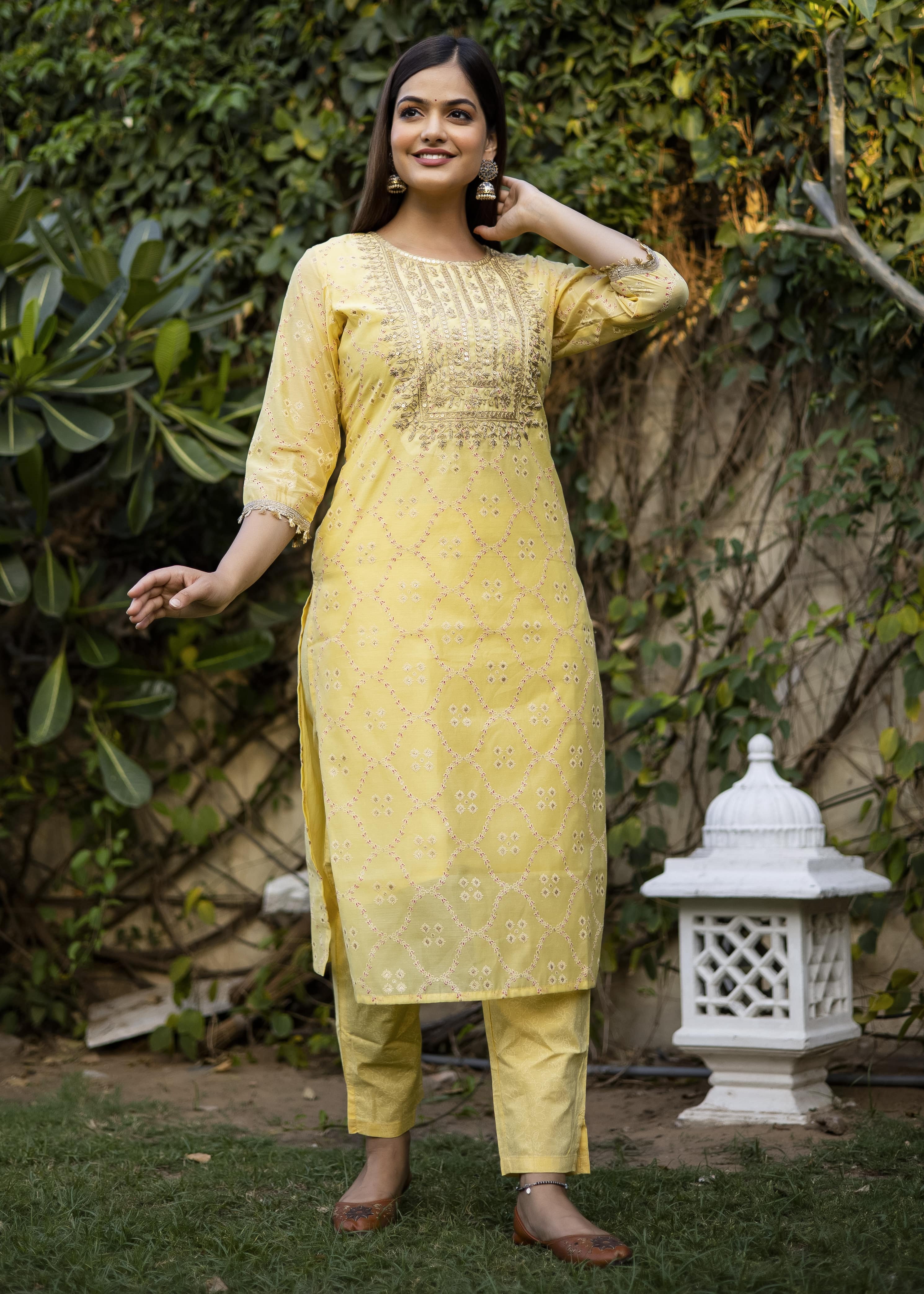 Pastel Yellow Embroidered Kurta Set with Dupatta