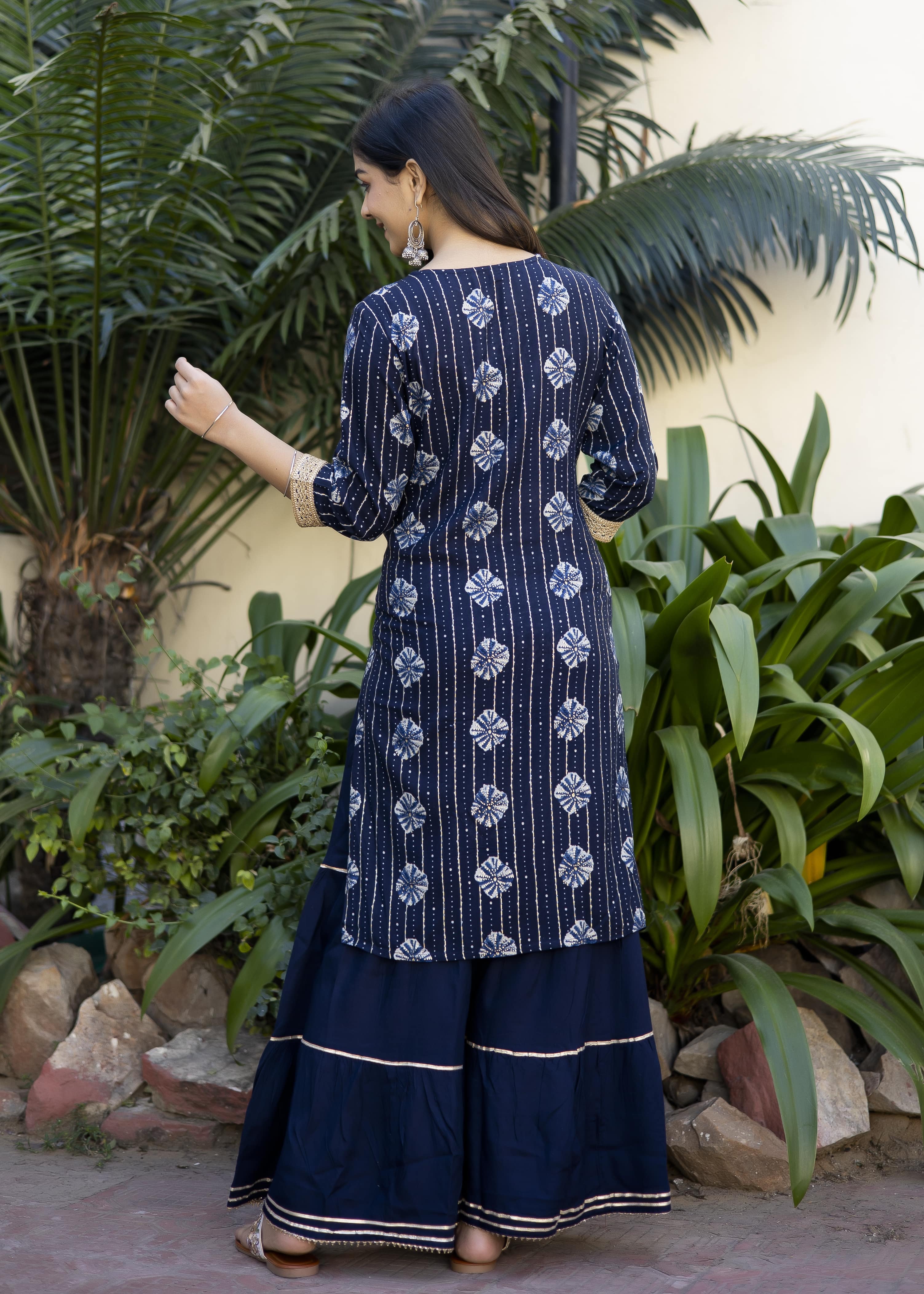 Stylish Navy Blue Sharara Set