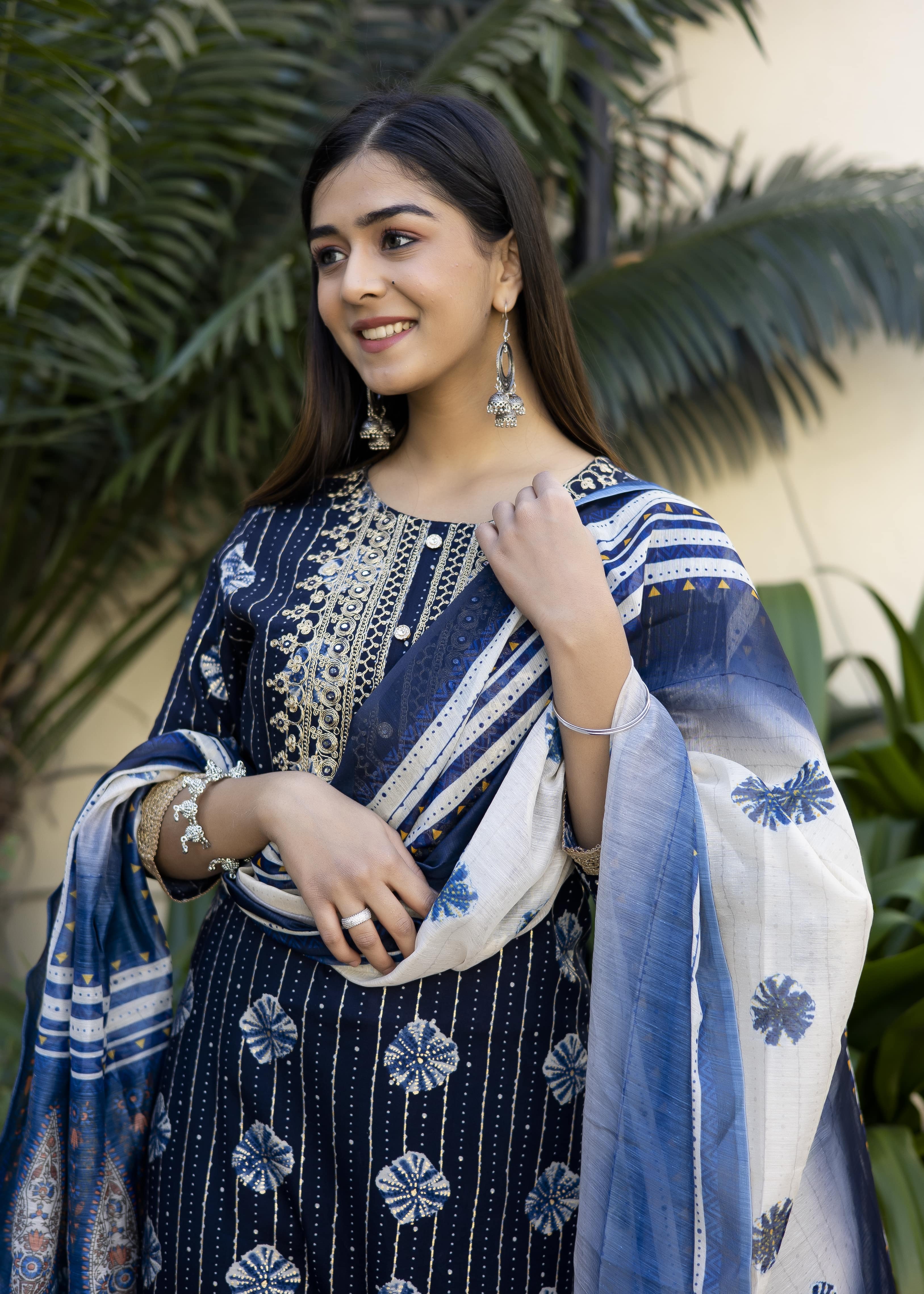Stylish Navy Blue Sharara Set