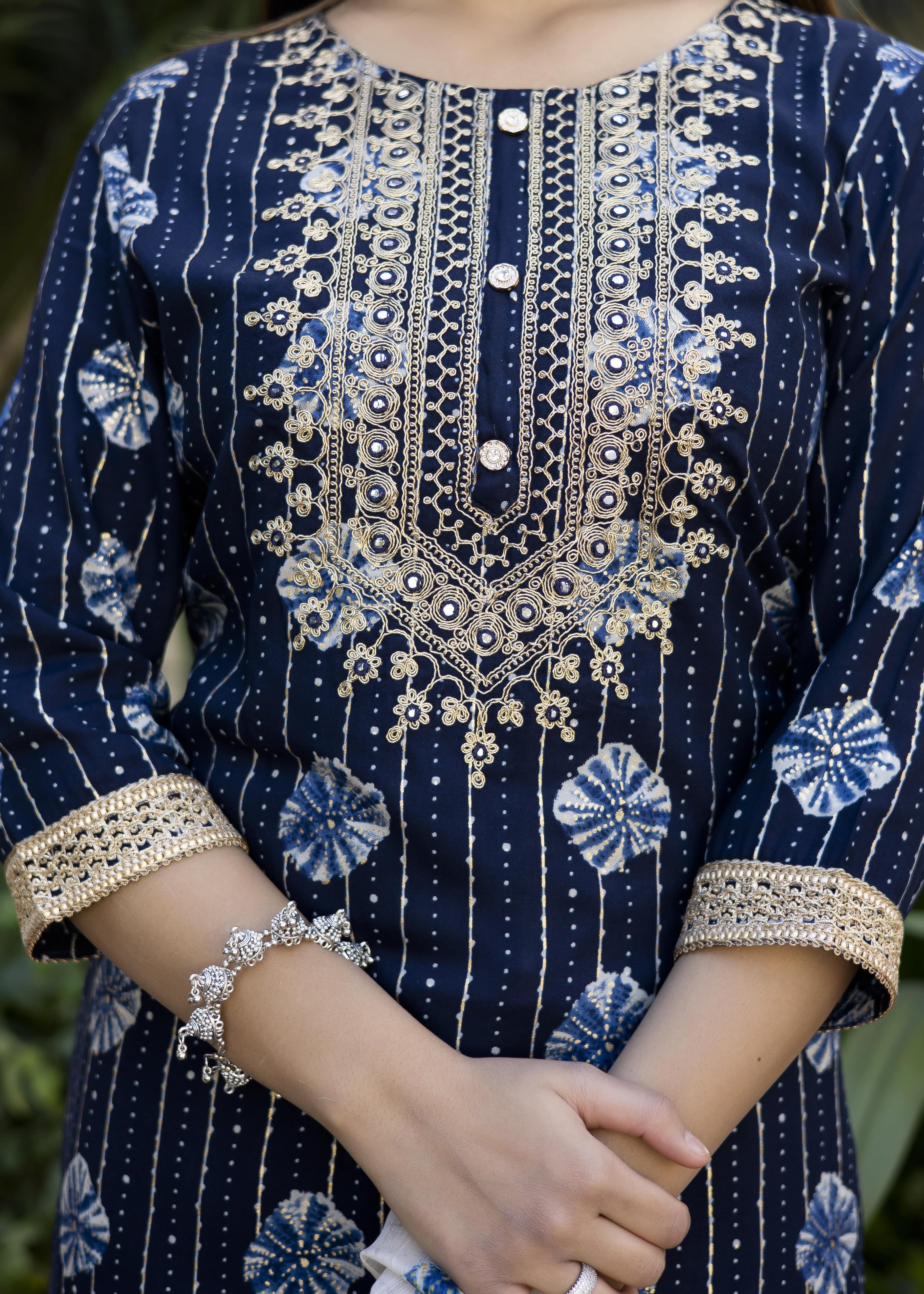 Stylish Navy Blue Sharara Set