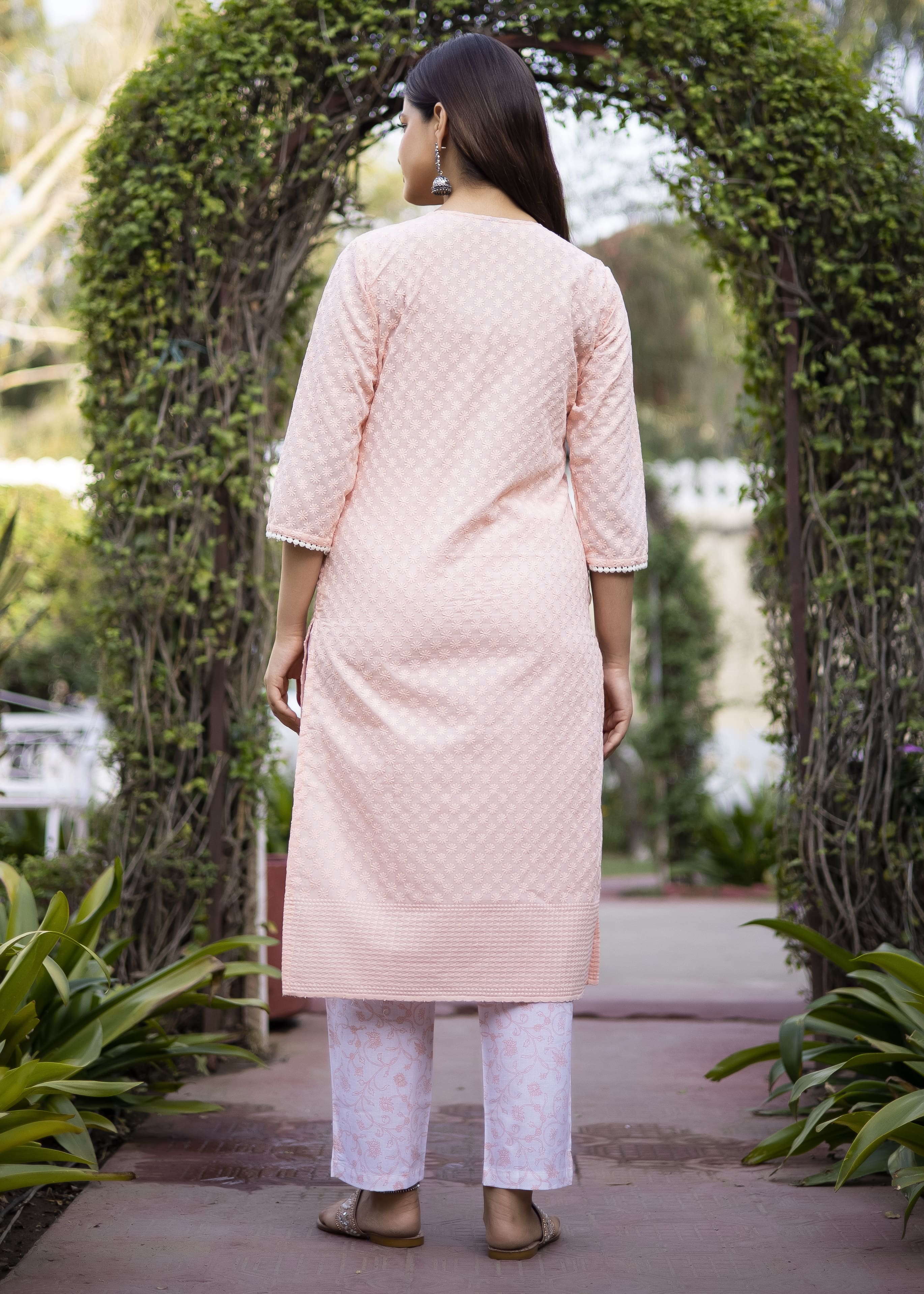 Elegant Peach Embroidered Suit Set with Dupatta