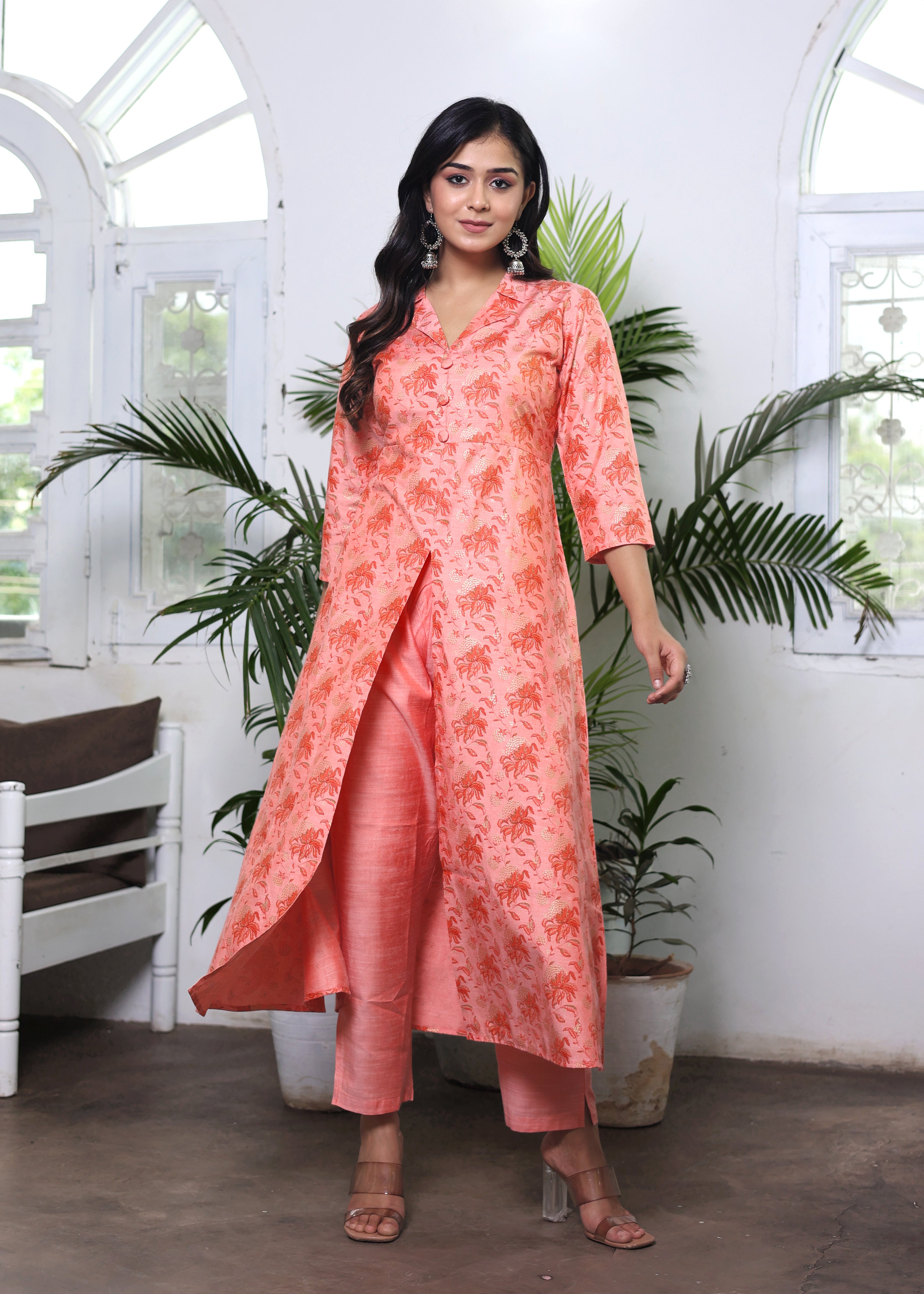 Peach Perfect - Ethnic Co-Ord with Straight Pant