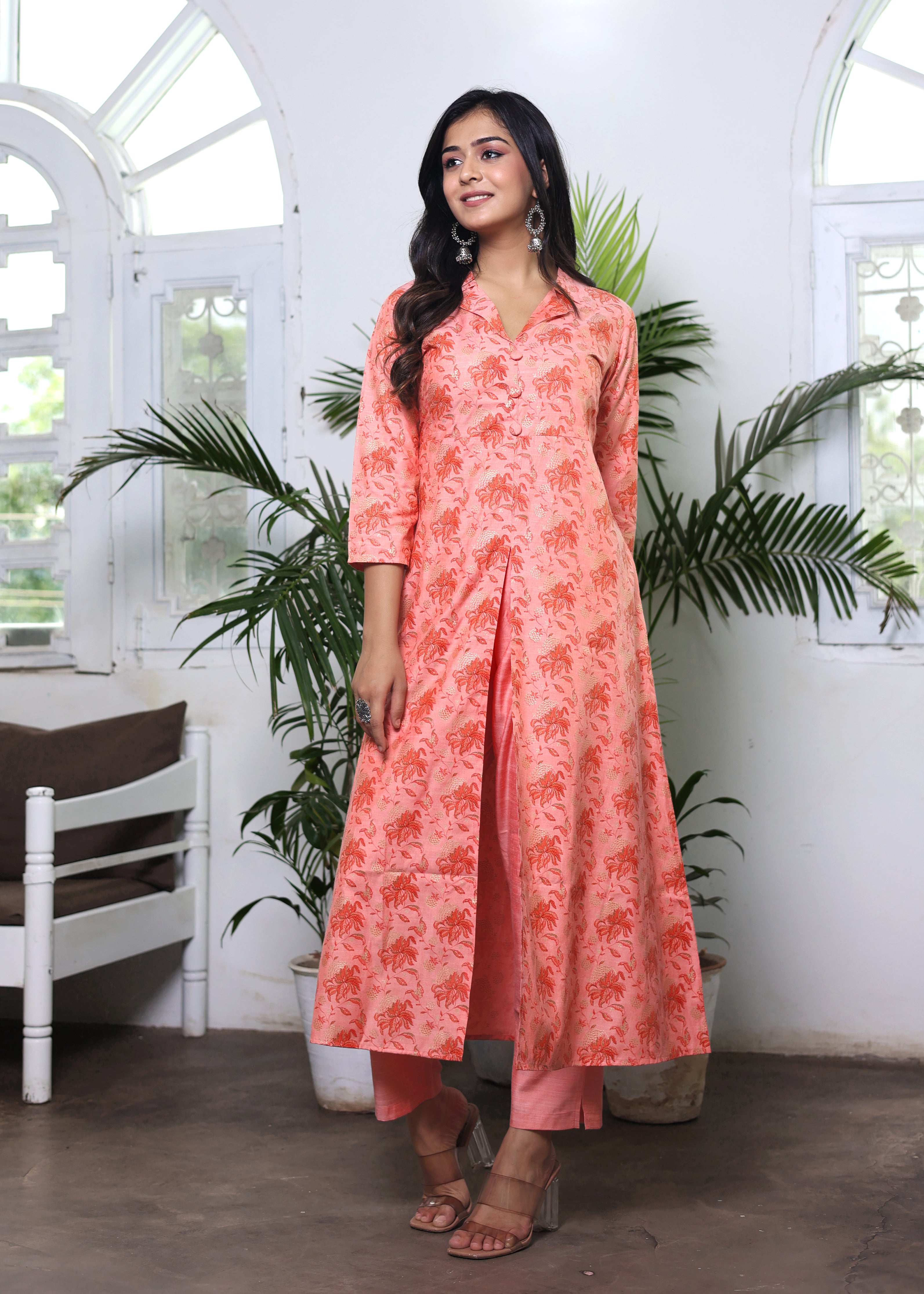 Peach Perfect - Ethnic Co-Ord with Straight Pant