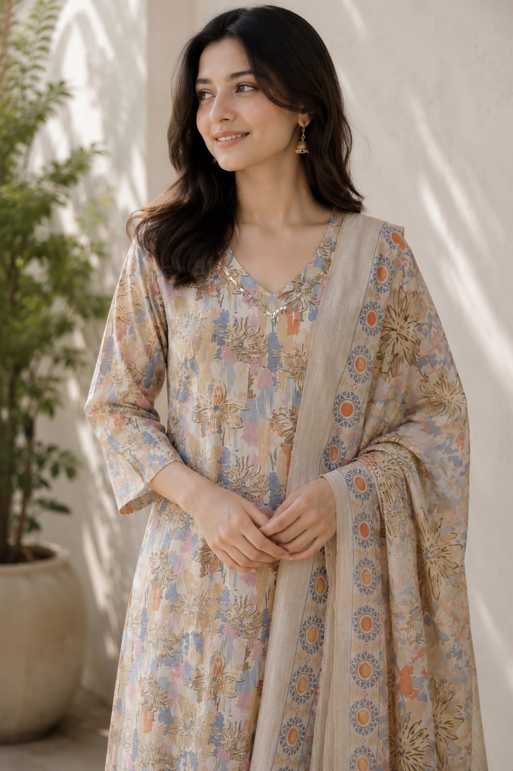 Blue Blossom Printed Modal Kurta Set