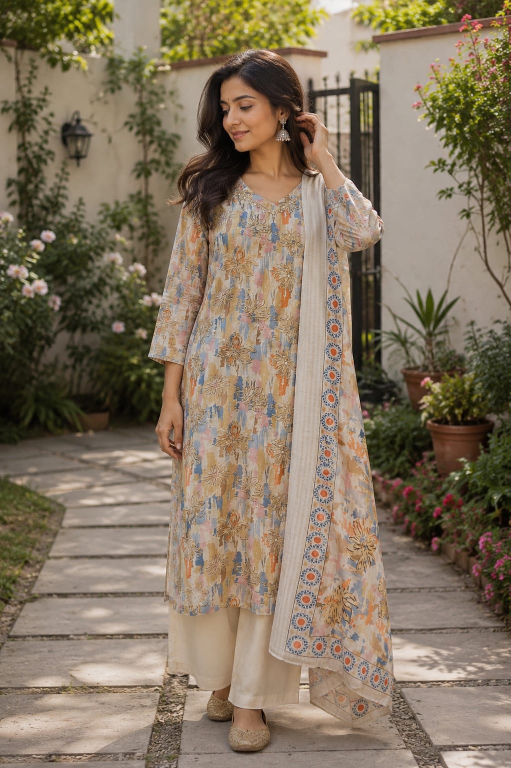Blue Blossom Printed Modal Kurta Set