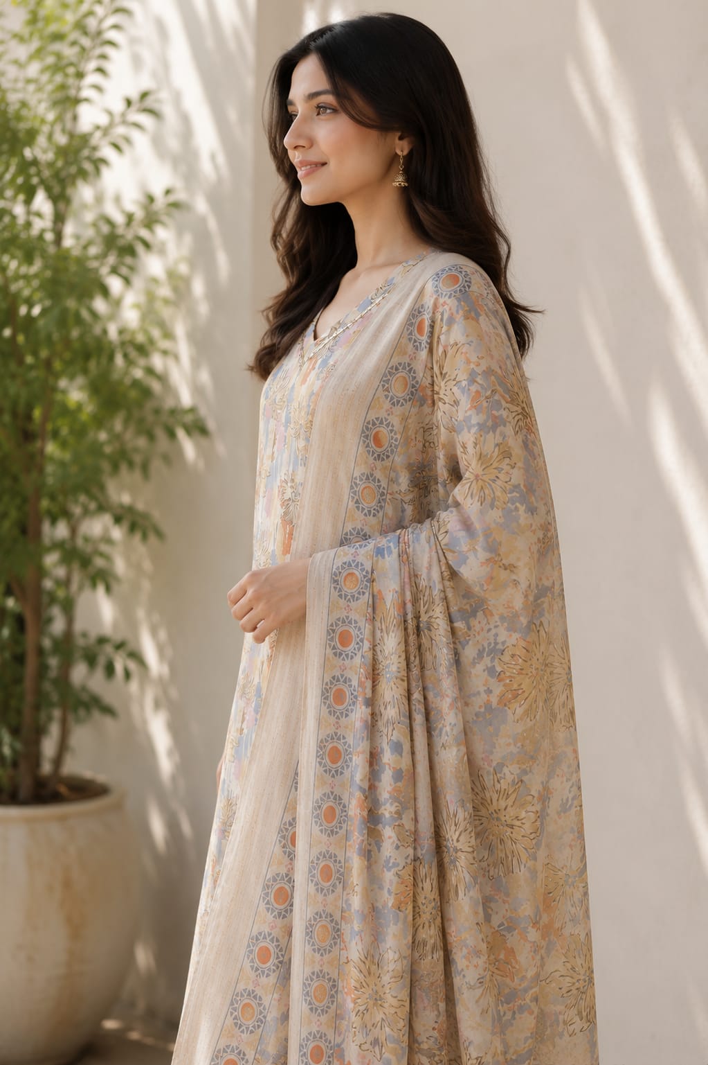 Blue Blossom Printed Modal Kurta Set