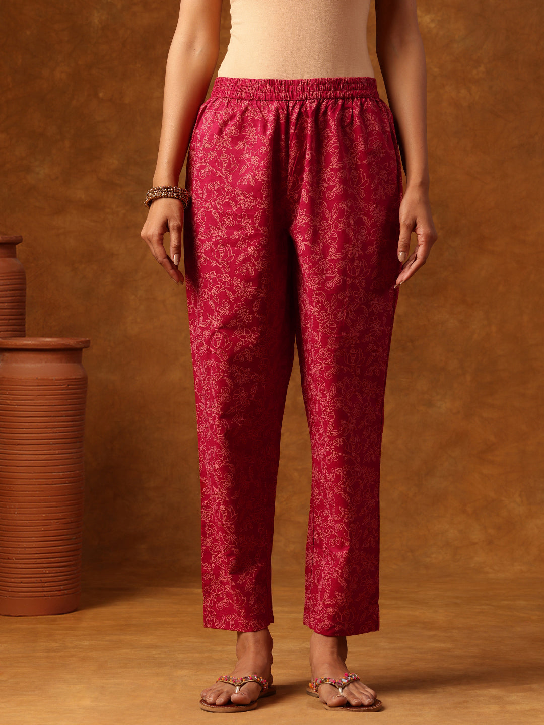 Elegant Pink Floral Printed Cotton Kurta Set with Dupatta